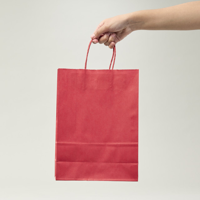 Bolsa de papel kraft rojo 30x22x10 (cm)