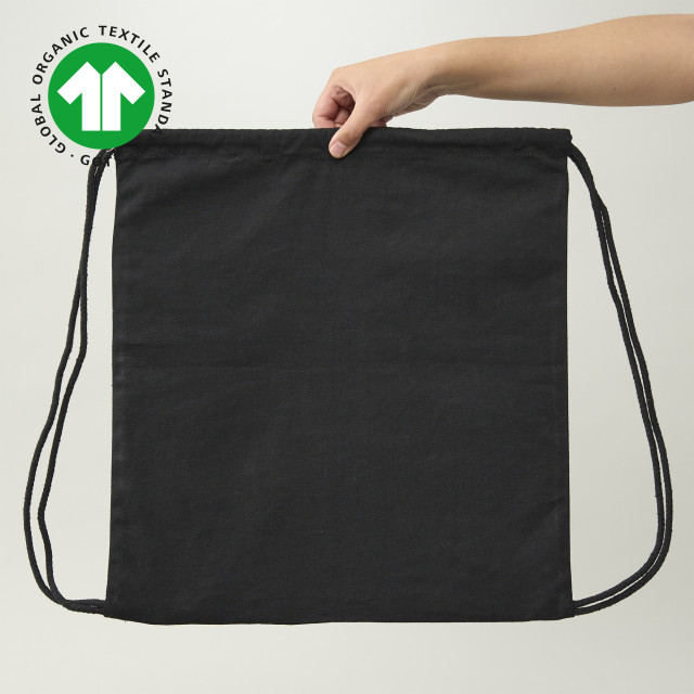 Mochila de Algodón Orgánico Certificado negro 6 onzas 42x38 (cm)