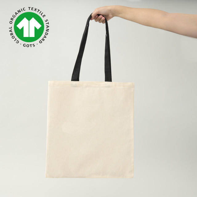 Bolsa de algodón Orgánico Certificado con manilla negra 42x38 (cm) Alternativa