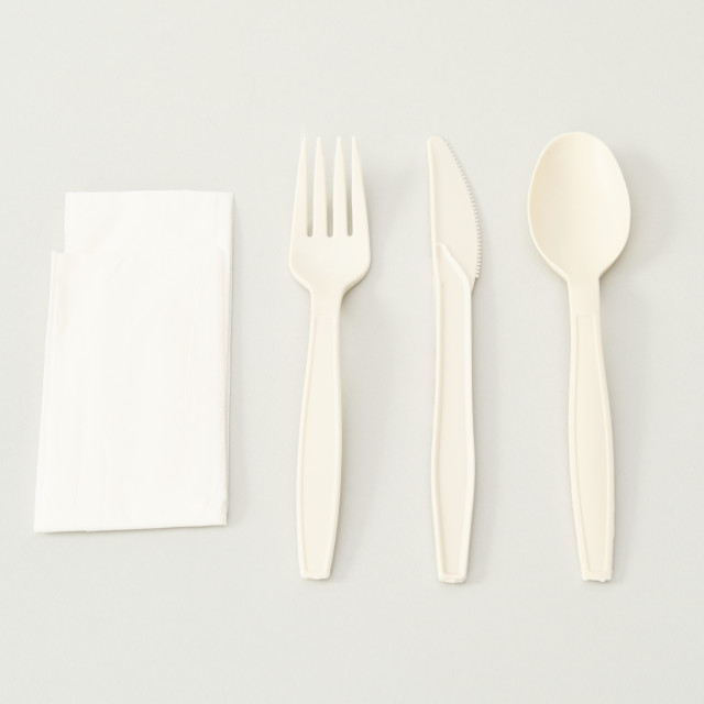 Pack Tenedor + Cuchillo + Cuchara (Almidón de Maíz) + Servilleta kraft (1x500) Alternativa