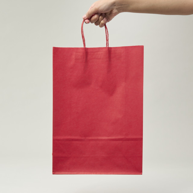 Bolsa de papel kraft rojo 41x30x12 (cm)