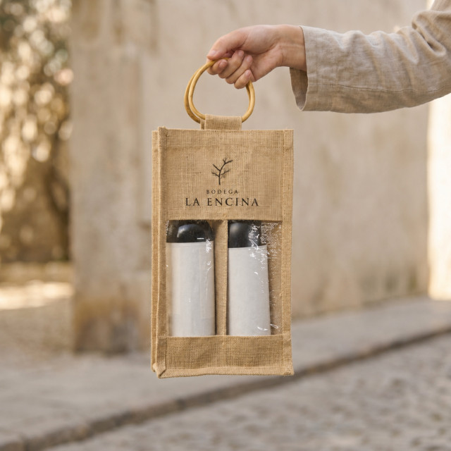 Bolsa de vino de yute (ventana) | 35x20x10 (cm)