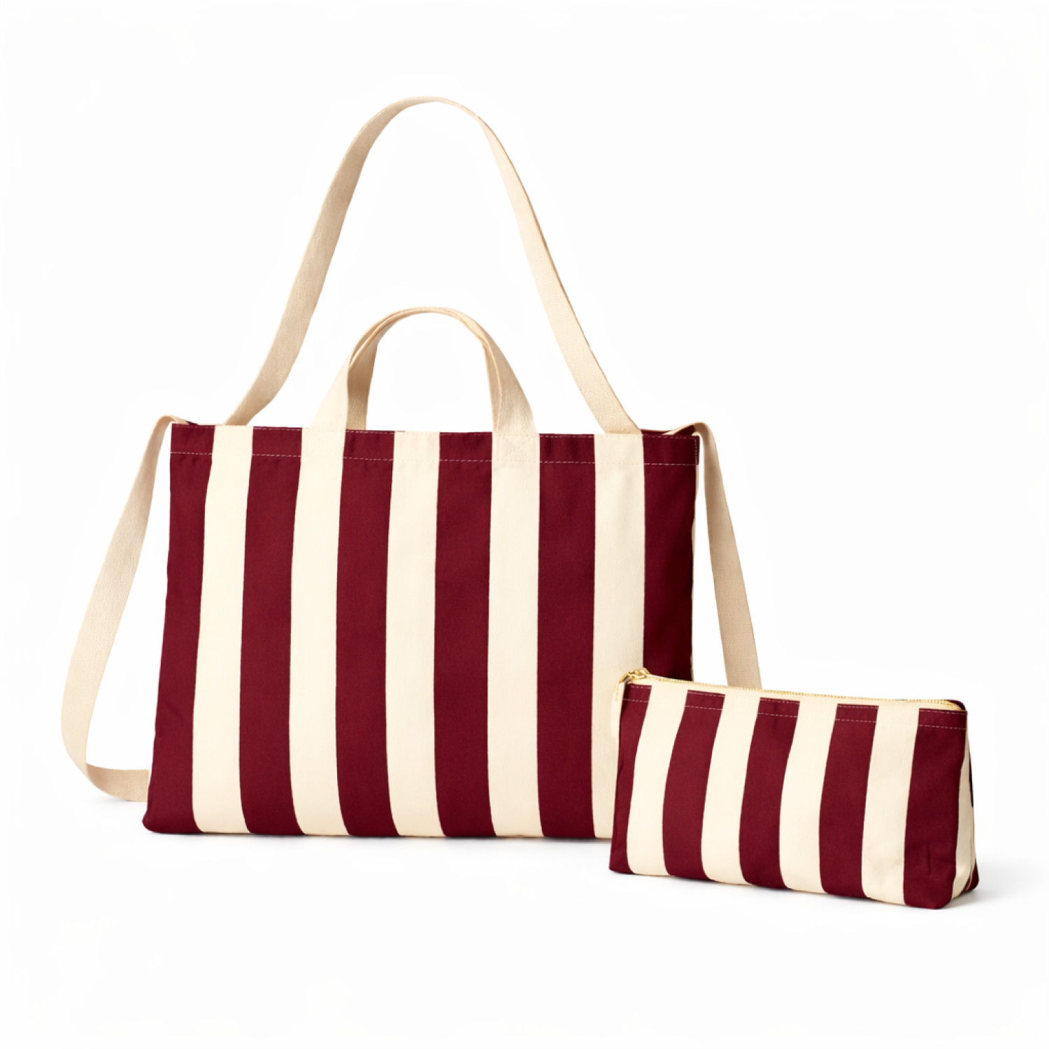 Bolsa de Tela Rayas Burdeos | 47x38 cm | Doble Asa