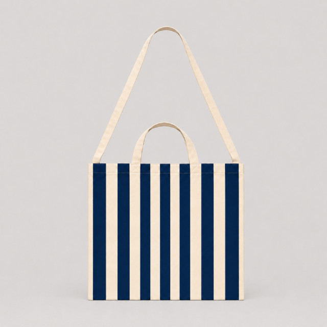 Bolsa de Tela Rayas Azul Oscuro| 47x38 cm | Doble Asa