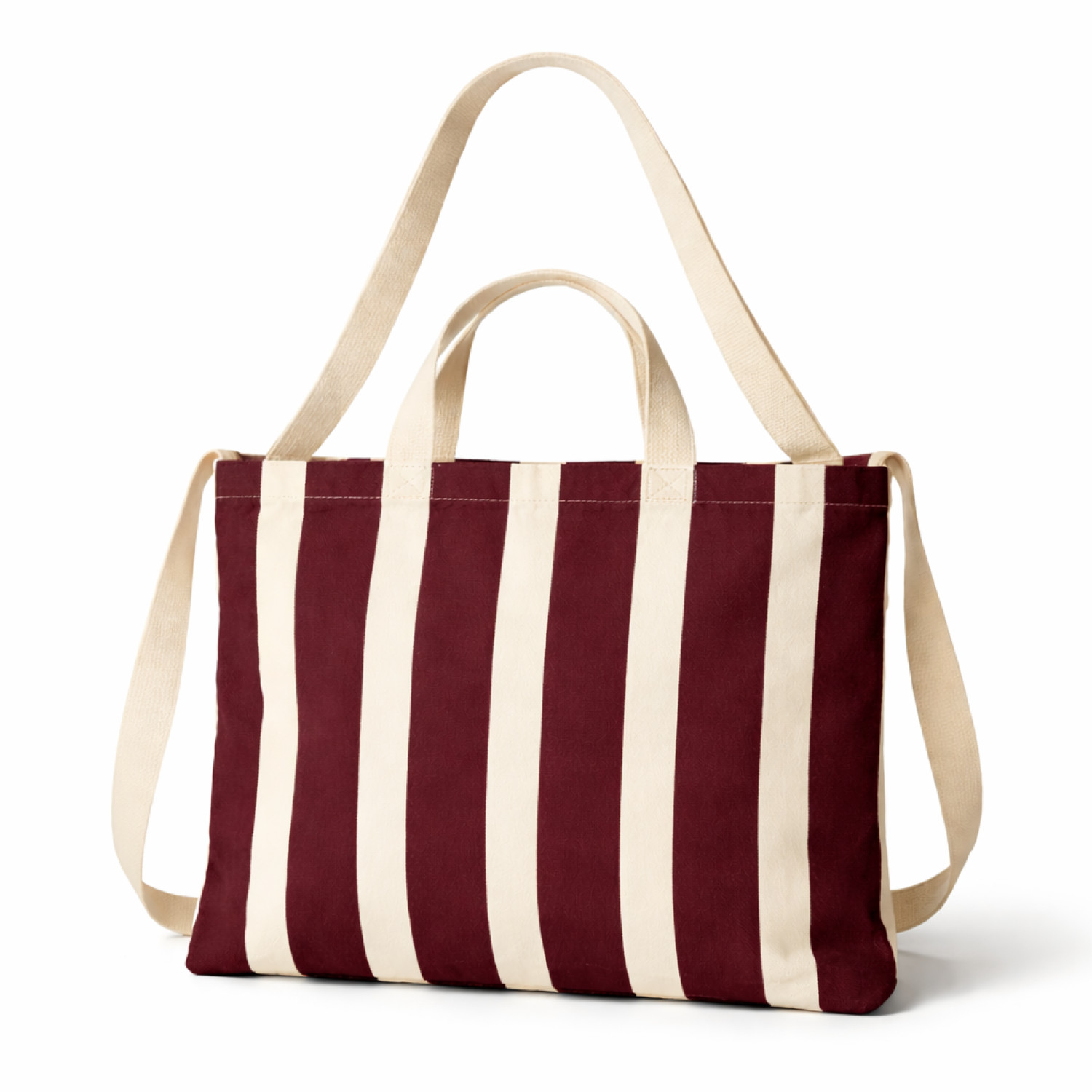 Bolsa de Tela Rayas Burdeos | 47x38 cm | Doble Asa