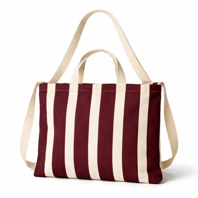 Bolsa de Tela Rayas Burdeos | 47x38 cm | Doble Asa