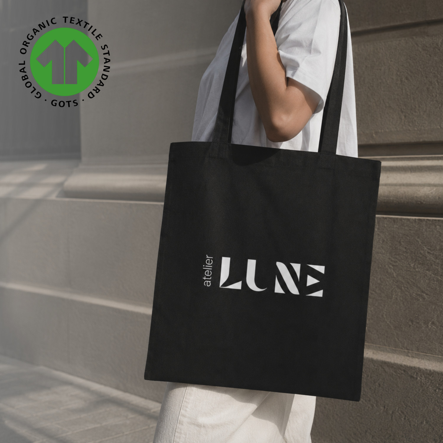 Bolsa de Algodón Orgánico Certificado negra | 42x38 (cm)