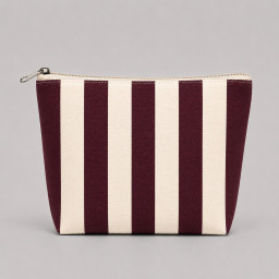 Neceser de Tela Rayas Burdeos | 22x16x6 cm | Cremallera