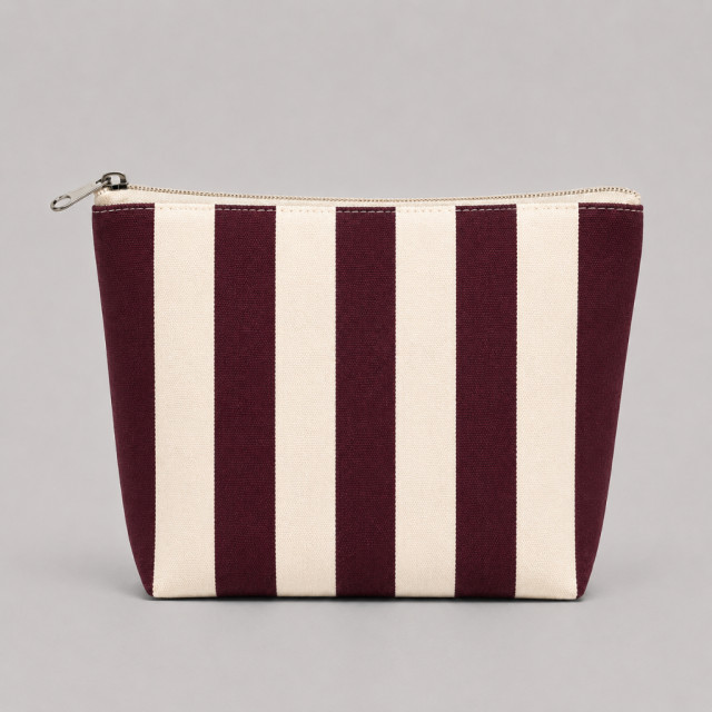 Neceser de Tela Rayas Burdeos | 22x16x6 cm | Cremallera