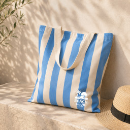Bolsa de Tela Rayas Azul Claro | 42x38 cm