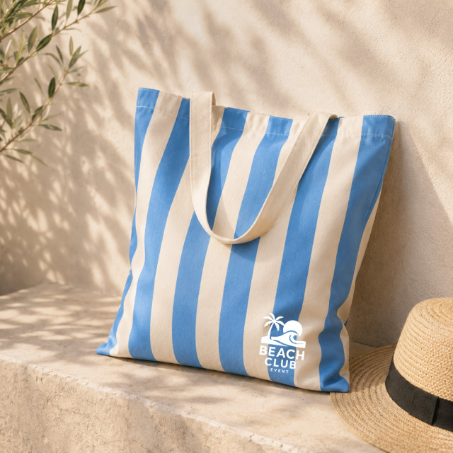 Bolsa de Tela Rayas Azul Claro | 42x38 cm