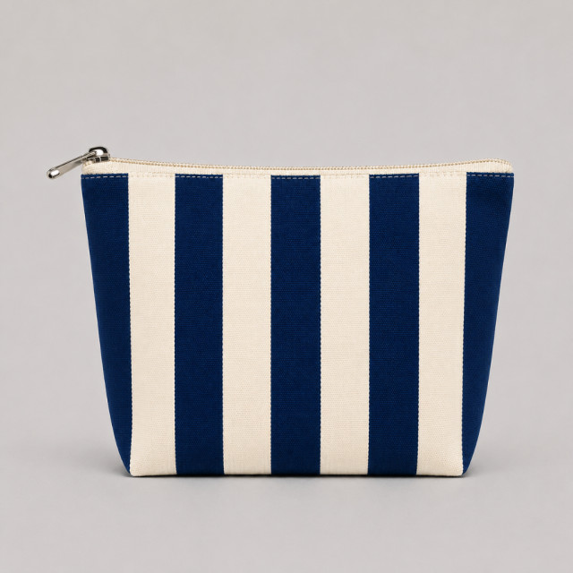 Neceser de Tela Rayas Azul Oscuro| 22x16x6 cm | Cremallera Alternativa