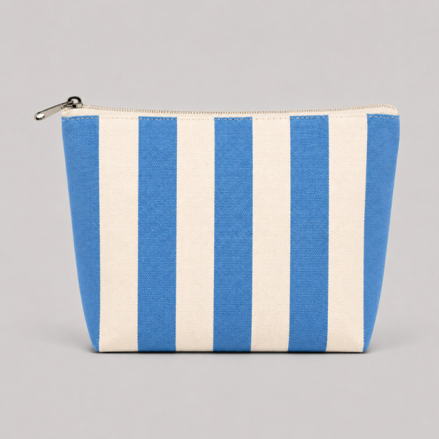 Neceser de Tela Rayas Azul Claro | 22x16x6 cm | Cremallera