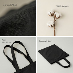 Bolsa de algodón negra | 42x38 (cm)