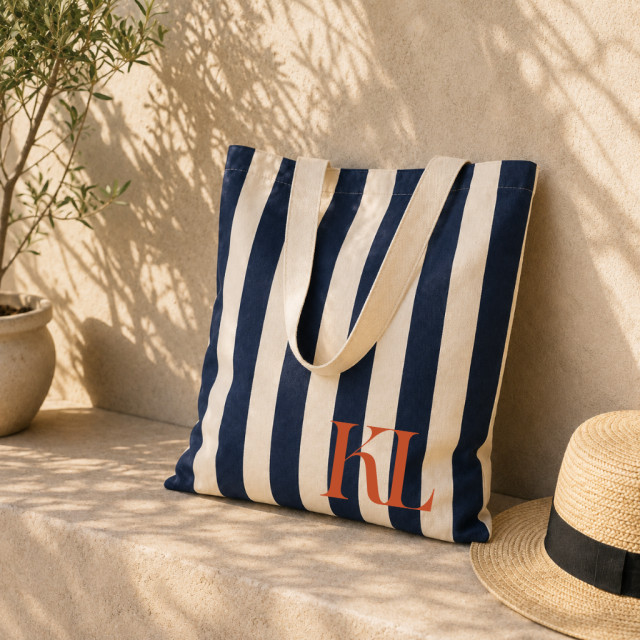 Bolsa de Tela Rayas Azul Oscuro | 42x38 cm Alternativa