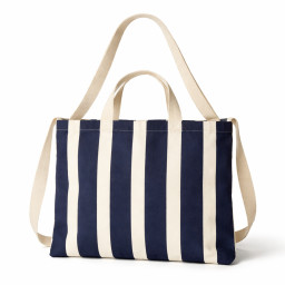 Bolsa de Tela Rayas Azul Oscuro| 47x38 cm | Doble Asa