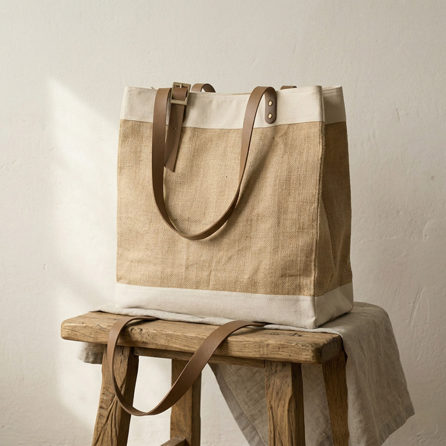 Bolsa de uso personal color natural 42x40x20 (cm)