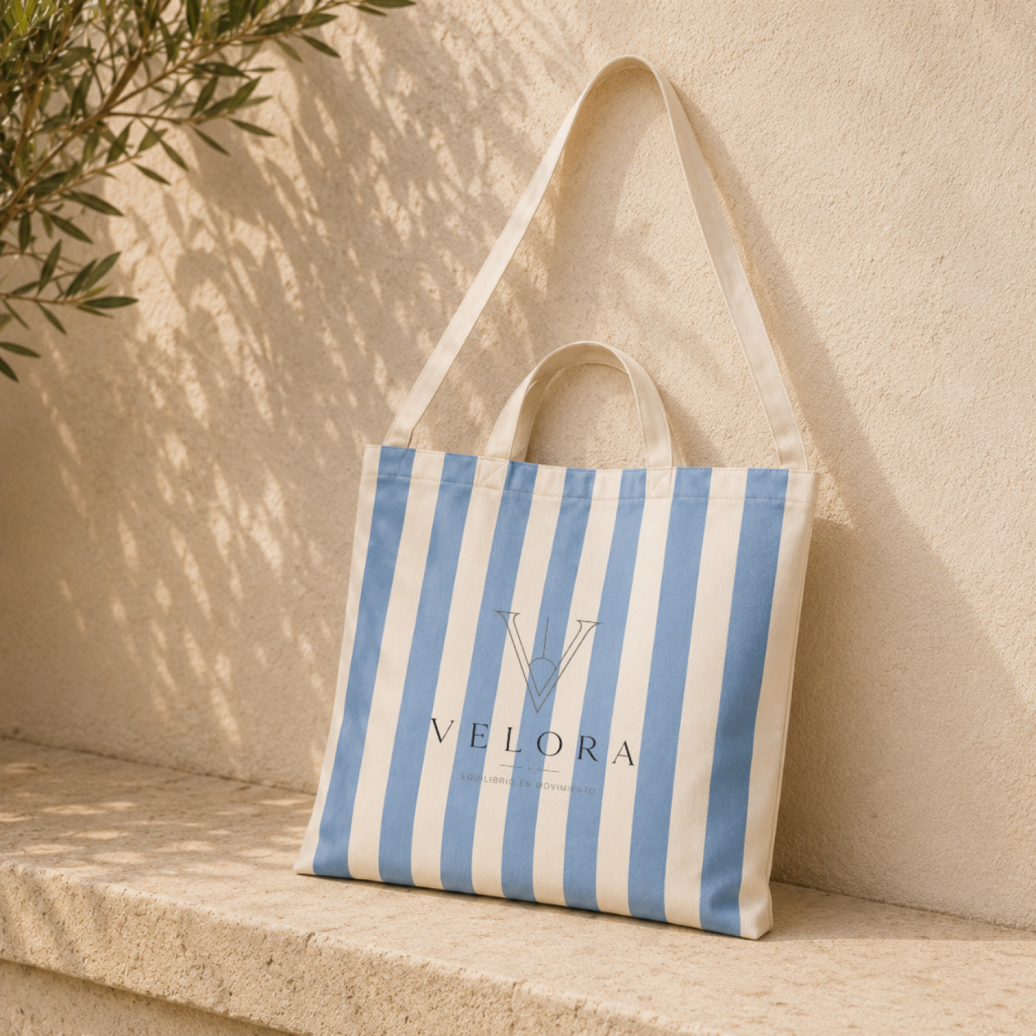 Bolsa de Tela Rayas Azul Claro | 47x38 cm | Doble Asa