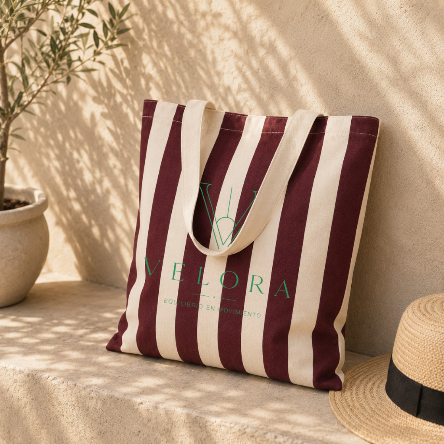 Bolsa de Tela Rayas Burdeos | 42x38 cm