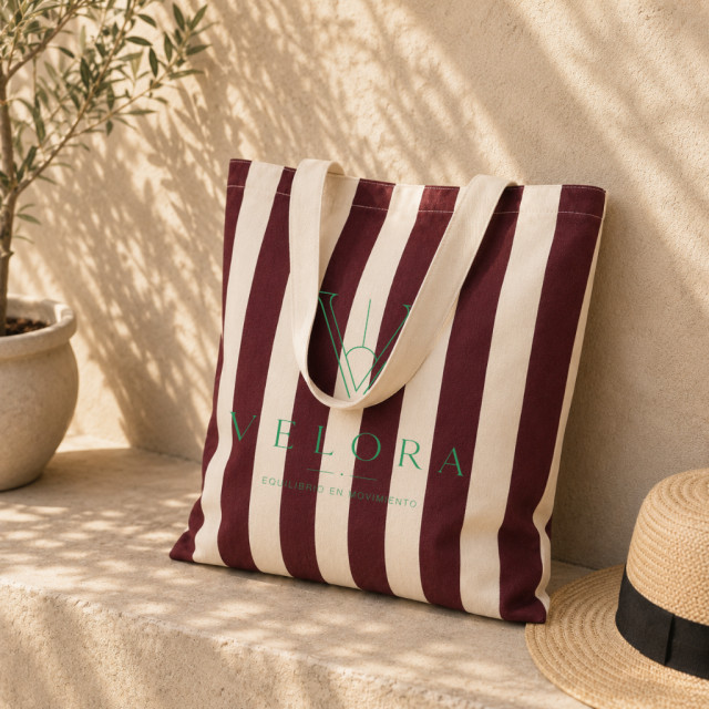 Bolsa de Tela Rayas Burdeos | 42x38 cm Alternativa