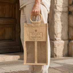 Bolsa de vino de yute (ventana) | 35x20x10 (cm)