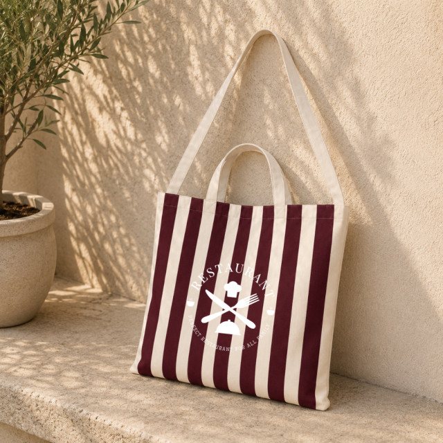 Bolsa de Tela Rayas Burdeos | 47x38 cm | Doble Asa