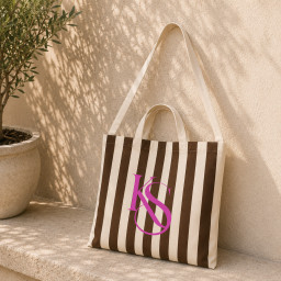 Bolsa de Tela Rayas Marrón | 47x38 cm | Doble Asa