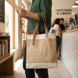 Bolsa de uso personal color natural 42x40x20 (cm)